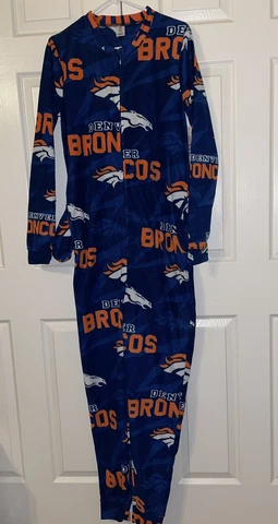 Denver Broncos Unisex Full Zip Pajamas Size Small NFL Team Apparel BNWT Cover