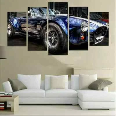 FABTASTIC.CO Shelby Cobra Mustang Gt500 Sports Car 5 Piece Panel Canvas Wall Art Photo Decor