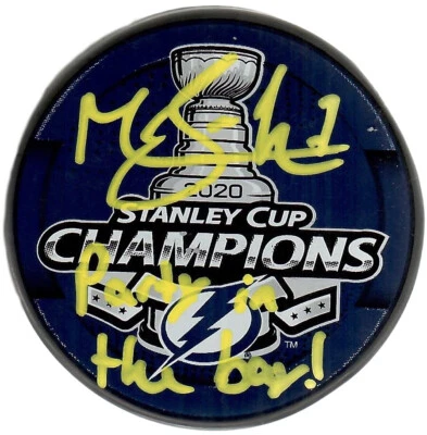 Mathieu Joseph autograph inscribed Stanley Cup puck Tampa Bay Lightning PSA COA - Image 1 of 3