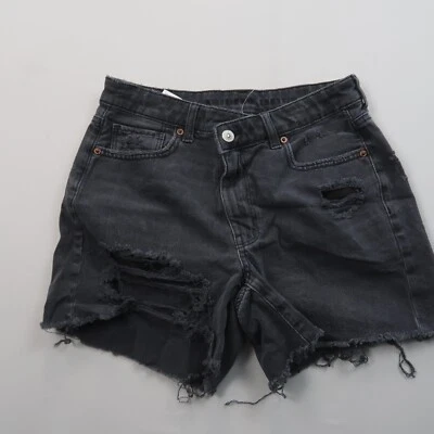 Pantalones Cortos Sueltos American Eagle Tiro Alto Talla 6 Denim Jean Cruzado Negro Foto 1 de 4