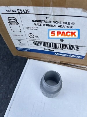 5 adaptadores macho no metálicos Thomas and Betts Carlon E943F 1" PVC Schedule 40/80 Foto 1 de 4
