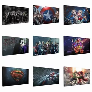 Superhero Marvel DC Joker Canvas Wall Art Quality Framed Prints Various Designs - Picture 1 of 19