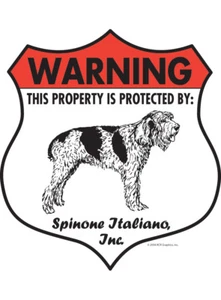 ¡Advertencia! Spinone Italiano Propiedad Protegida - Cuidado Aluminio Letrero para Perros - 7 x 8 - Imagen 1 de 4