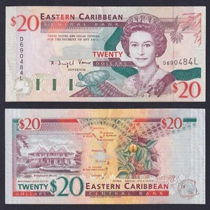 Banconota East Caribbean St. Lucia 20 dollars 1994 P.-33l SPL+/XF+ - Picture 1 of 1