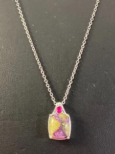 .925 Tasmanian Stichtite Simulated Ruby Pendant 20" Stainless St. Chain Magnetic - Picture 1 of 11