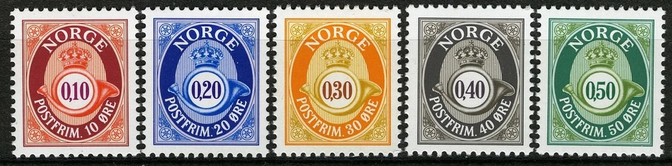 Norway 1997, NK 1284-88, Posthorn set VF MNH, Mi 1237-41 - Image 1 of 1