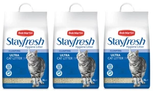 3 x Bob Martin Stayfresh  Hygeine Litter Clumping Ultra Cat Litter 5 Ltr - Picture 1 of 4