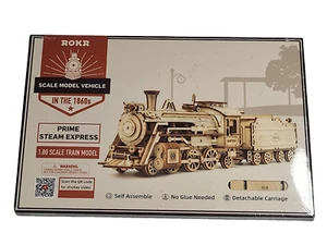 ROKR 3D Wooden Puzzle Prime Steam Train Model With  Carriage 1:80 Scale  MC501 - Imagen 1 de 13