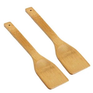 2Pcs Kitchen Wooden Bamboo Utensils Spatula Spoon Shovel Cooking Healthy Tools - Picture 1 of 12