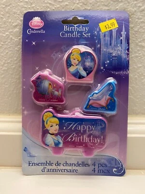 Disney Cinderella Birthday Party Molded Cake Candle Set of 4 Pcs Happy Birthday - Image 1 of 2