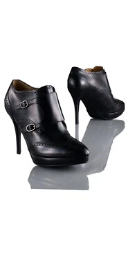 Ralph Lauren Etiqueta Púrpura Monje Correa Vilinda Botín Tacones Oxford Negro Precio de venta sugerido por el fabricante $895 Foto 1 de 4