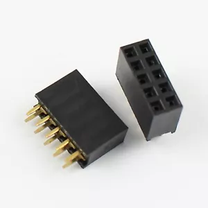 5Pcs 2.54mm Pitch 2x5 Pin 10 Pin Female Double Row Straight Pin Header Strip - Picture 1 of 5
