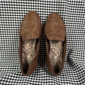 Birdies Starling Loafer Flat Coffee Raffia Basket Weave Brown Women's Size 7.5 - Picture 1 of 4