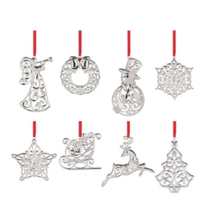 Lenox Christmas Holiday Sparkle & Scroll Clear Gems Ornaments - Set of 8 - N/O - Picture 1 of 1