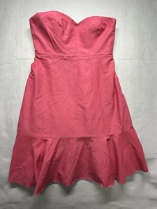 J. Crew Strapless Ruffle-Hem Dress in Bright Dahlia Pink Size 16 - Bild 1 von 8