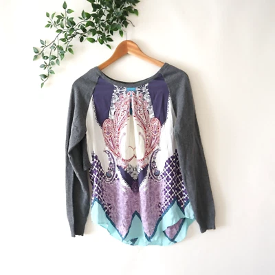 Hale Bob Gray Rayon Nylon Silk Purple Raglan Long Sleeve Top Size Small - Image 1 of 4