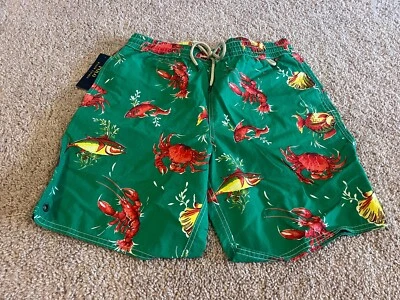 Polo Ralph Lauren verde rojo langosta amarillo concha marina salmón pez bañador RL S Foto 1 de 4