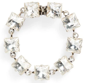 NWT Saint Laurent YSL Smoking Oversized Square Cut Crystal Tennis Bracelet $795 - Picture 1 of 12