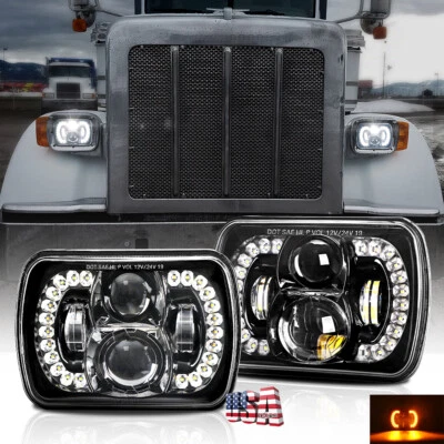 2 PIEZAS Se adapta a Peterbilt 330 365 367 2 piezas 7x6" faros LED con señales de giro DRL Foto 1 de 4