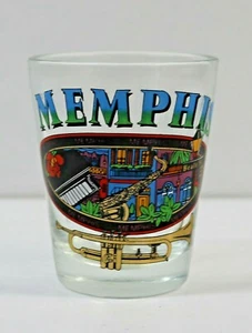 Shot Glass MEMPHIS ~ BEALE ST. TENNESSEE ~ 2 1/4" de alto - ESCENA DE MÚSICA JAZZ - Imagen 1 de 3