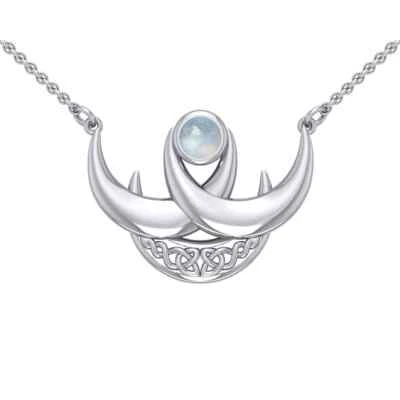 Crescent Tripla Luna 925 Argento Sterling Collana Sottile Celestiale Gioielli - Immagine 1 di 4