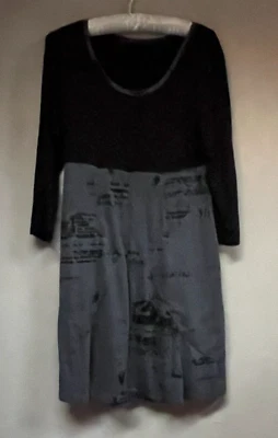 Mini Vestido Lauren Vidal Para Mujer Negro Gris Manga 3/4 Pequeño Elastizado Tejido Informal Foto 1 de 4