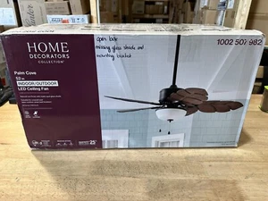 READ DESCRIPTION HDC Palm Cove 52” Indoor/Outdoor LED Natural Iron Ceiling Fan - Picture 1 of 6