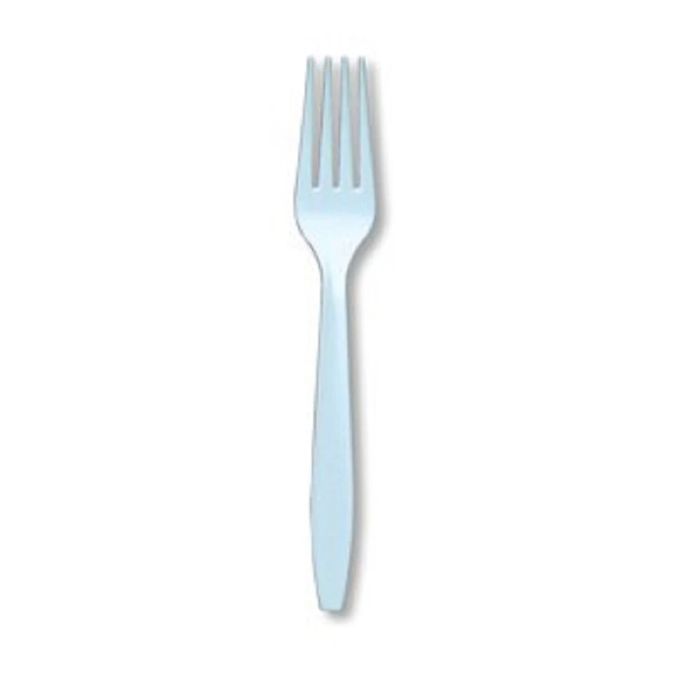 Creative converting Premium 24 Count Plastic forks heavy duty light blue - Image 1 of 1