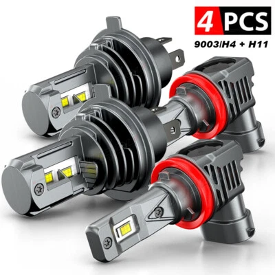 LED Headlight Bulbs +Fog Light 6000K Combo 4 Kit For Suzuki Swift 2007-2016 2017 - Image 1 of 4