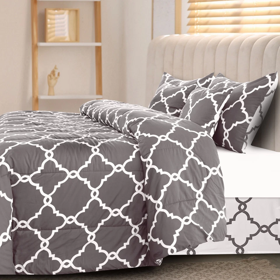 Juego de edredón de 5 piezas cama en bolsa reversible para todas las estaciones Foto 1 de 4