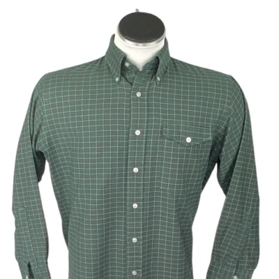 Camisa de vestir vintage LL Bean a cuadros para hombre grande verde 16/32 hecha en EE. UU. Foto 1 de 4