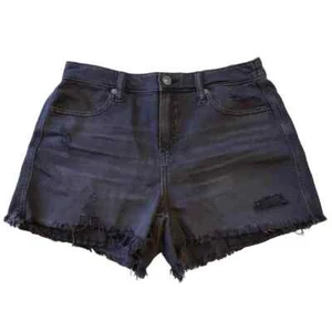 Aerie Damen Gr. M abgeschnittene weiche Denim schwarze Distressed Shorts - dehnbar! - Bild 1 von 2