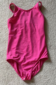 LANDS END Girls 1 Piece Swimsuit Solid Pink Size 12 EUC