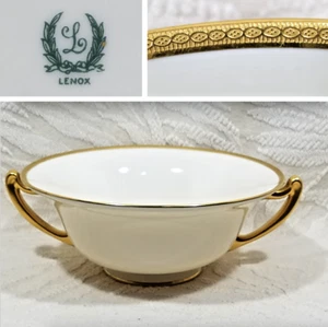 VTG LENOX SERVING DISH W/ GOLD TRIM & HANDLES -GREEN BACKSTAMP 1906-1930 CHIPPED - Picture 1 of 23