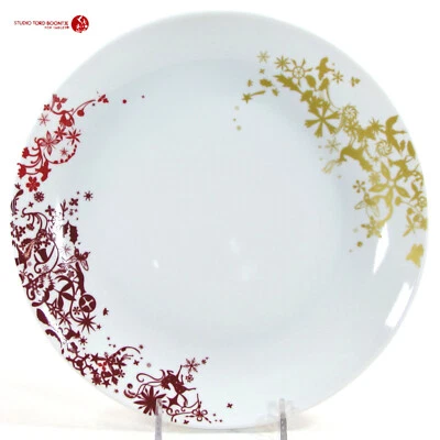 Studio Tord Boontje DÍA DE NAVIDAD 9" Plato de Ensalada Oro Blanco Tinto Vino Objetivo Foto 1 de 4