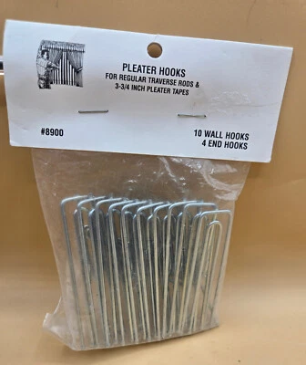 Textol Systems Wall Pleater Hooks (10 Hooks & 4 End Hooks) For 3-3/4" Tapes, NEW - Image 1 of 3