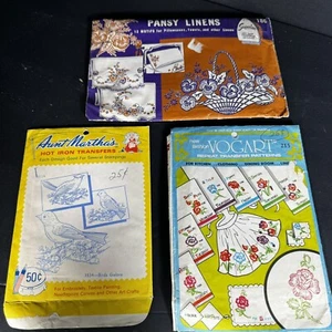 Aunt Martha, Pansy Linens, Vogart Iron On Embroidery Transfer Repeat Patterns - Picture 1 of 9