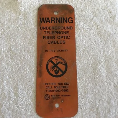 TELÉFONO NUEVA YORK VINTAGE CABLES ADVERTENCIA ALUMINIO SEÑAL Foto 1 de 4