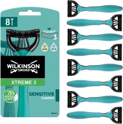 WILKINSON SWORD Xtreme 3 for Men Sensitive 8 x Disposable Razors FAST FREE P&P