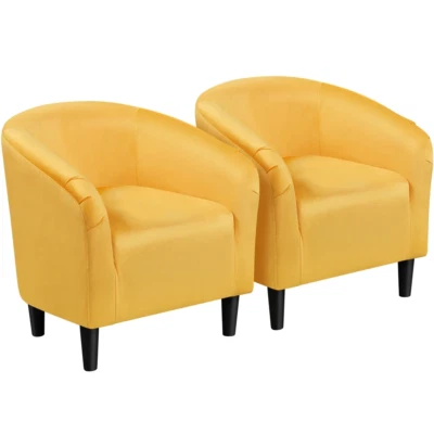 Set of 2 Modern Upholstered Tub Chairs – Ivory Bouclé Accent Chairs for Living R - Image 1 of 4