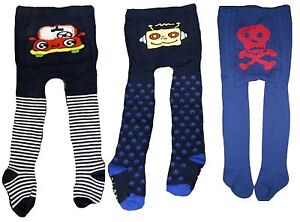 BABY BOYS TIGHTS PIRATE SKULL & CROSSBONE CARS ROBOTS TODDLER FOOTED COTTON SOFT