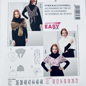 Burda Style Sewing Pattern 7035 Super Easy Knit Fabric Fall Shawl Poncho Uncut - Picture 1 of 5