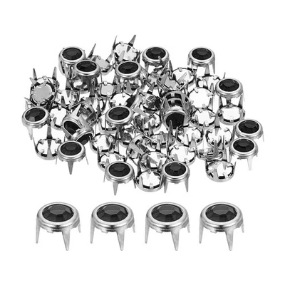 60 Pcs Rhinestone Studs, 6mm Round Rivets Claw Beads Nailhead, Grey - Image 1 of 4