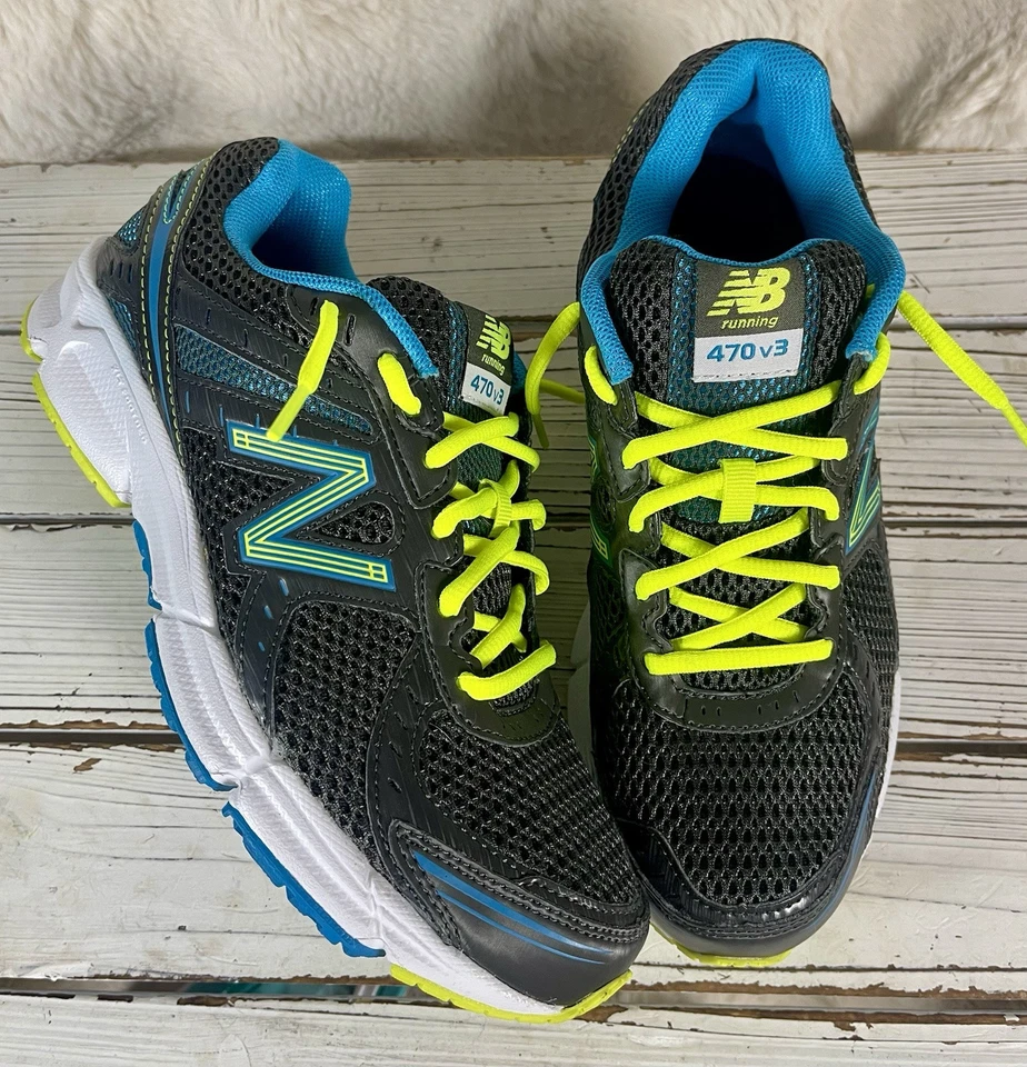 Zapato para correr para mujer New Balance 470v3 LIMPIO talla 8 D gris azul amarillo neón ancho Foto 1 de 4