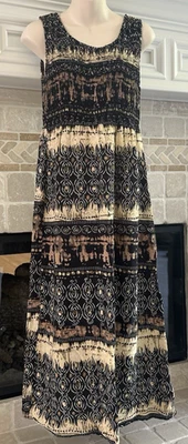 Maxi Vestido NOTATIONS Talla Pequeña Mediana PM Negro Beige Foto 1 de 4