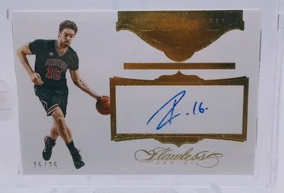 PAU GASOL 2015-16 Panini Flawless  Autographs Gold Auto /25 Last Print 1/1 Rare - Image 1 of 2