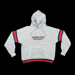 Sudadera con Capucha Vintage Universidad de Nebraska Para Hombre Grande Gris 80’s Champion Hecha en EE. UU. - Imagen 1 de 16