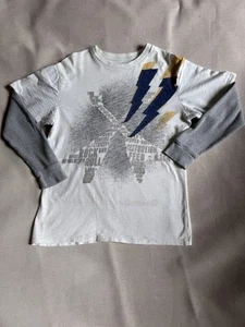 Gap Kids Boys Long Sleeve T Shirt Sz 12 Beige Lightening Bolt Logo Basic Tee XL - Picture 1 of 9