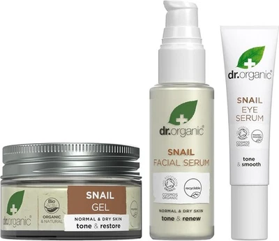 Dr Organic Snail Gel Trio Tone & Renew Bundle Paraben & SLS Free 50ml 30ml 15ml - image 1 of 4