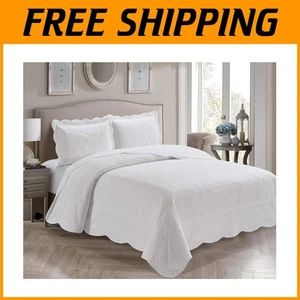 Soft Microfiber Oversized Coverlet & Pillow Shams in Classic White - Full/Queen - Picture 1 of 3